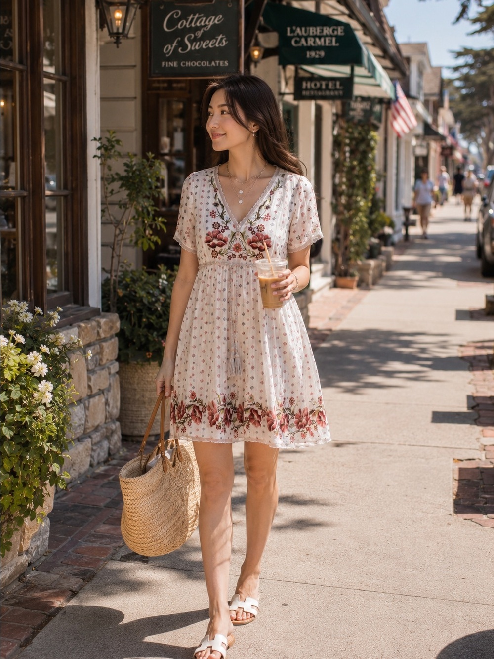 Anthropologie Embroidery Babydoll Flowy Mini Dress